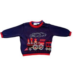 Vtg 1990s Front and Back Train Sweater 18m